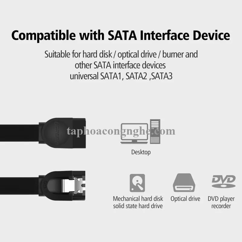 Ugreen 30796 0.5M màu Đen Cáp truyền dữ liệu SATA 3.0 cao cấp US217 30030796